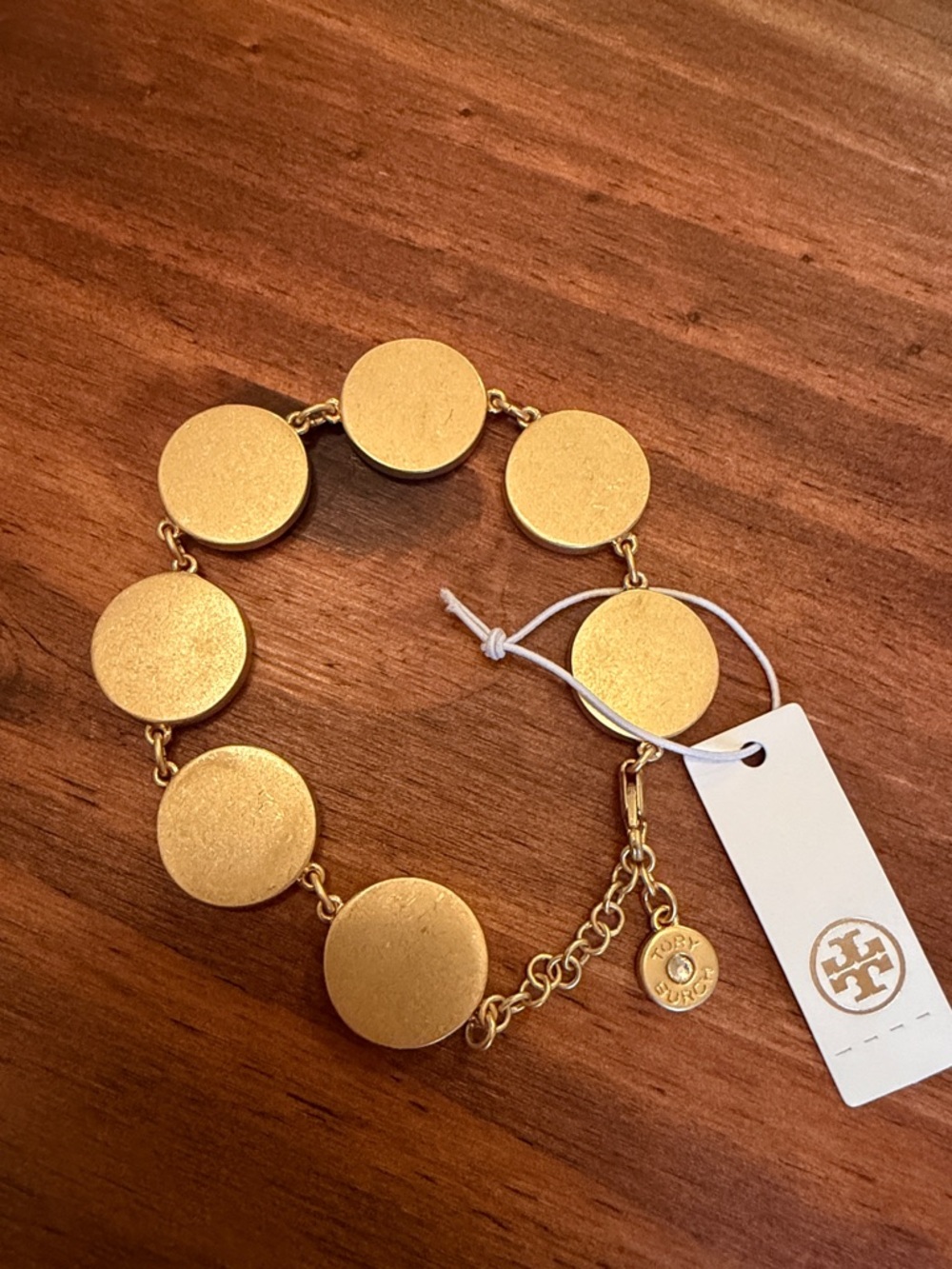 Tory Burch Gold Tone Mother-of-Pearl Round Link Bracelet - Picture 4 of 4
